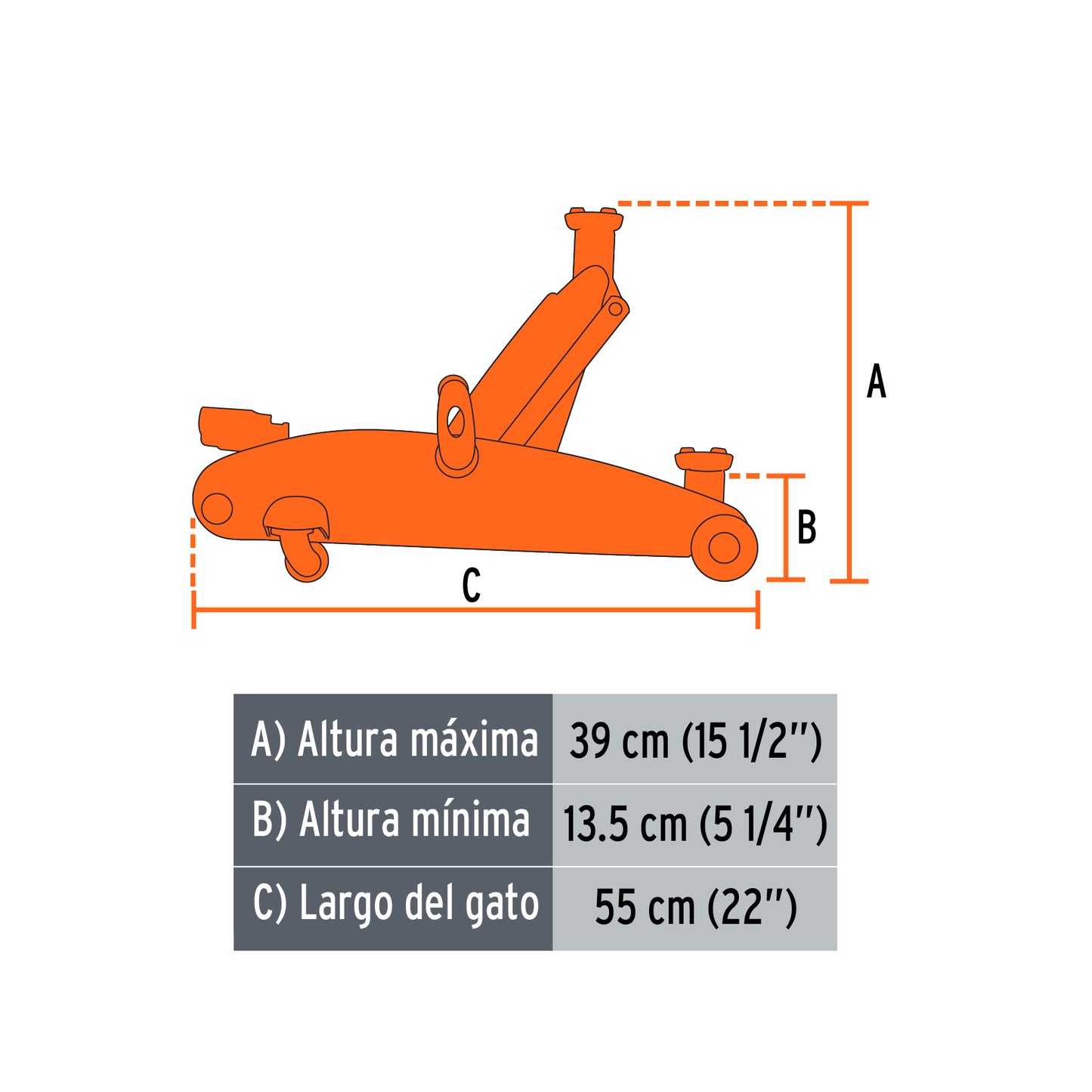 Gato hidráulico Truper 2.5T, elevación rápida y segura