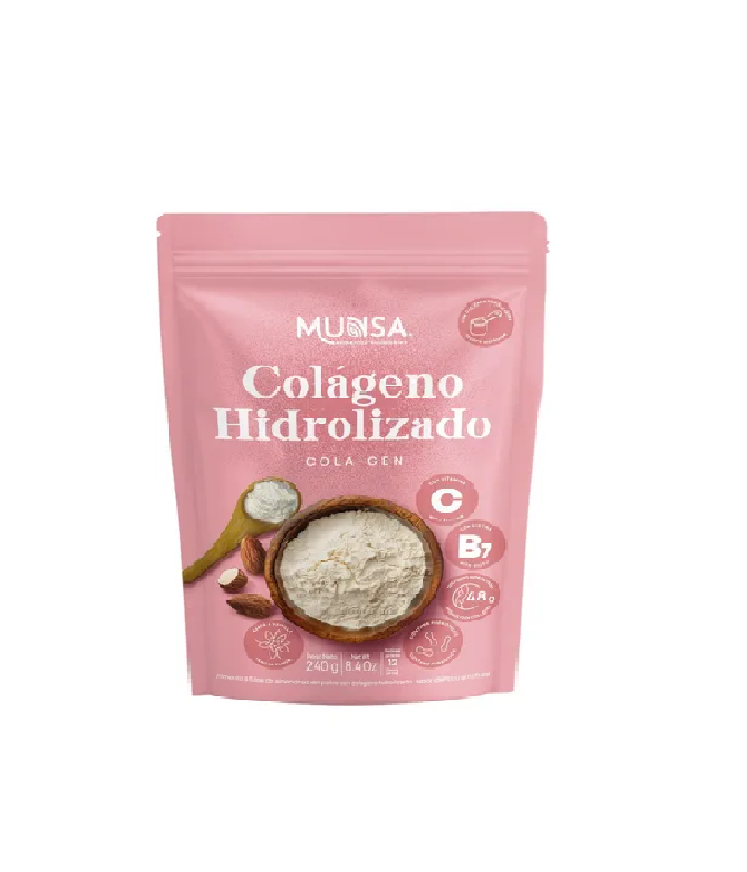 Colágeno Hidrolizado Munsa Con Vitamina C Biotina Calcio Y Prebióticos Suplemento Natural Para Piel Firme Cabello Radiante Y Articulaciones Fuertes
