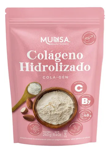 Colágeno Hidrolizado Munsa Con Vitamina C Biotina Calcio Y Prebióticos Suplemento Natural Para Piel Firme Cabello Radiante Y Articulaciones Fuertes