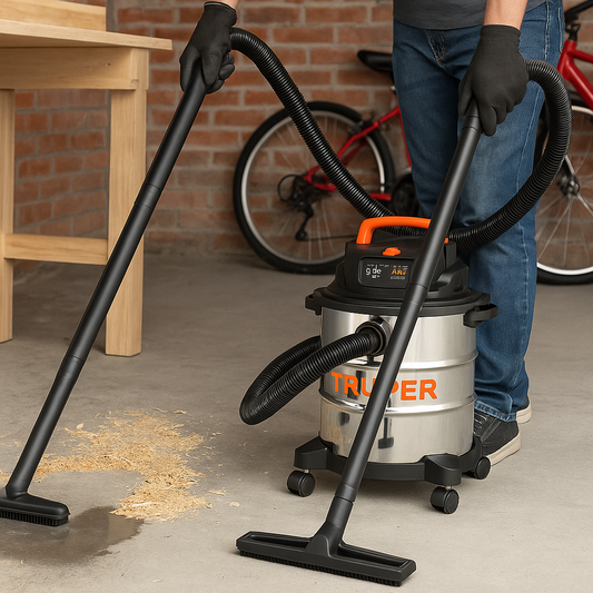 Aspiradora de sólidos y líquidos, 5 gal, acero inox, TRUPER