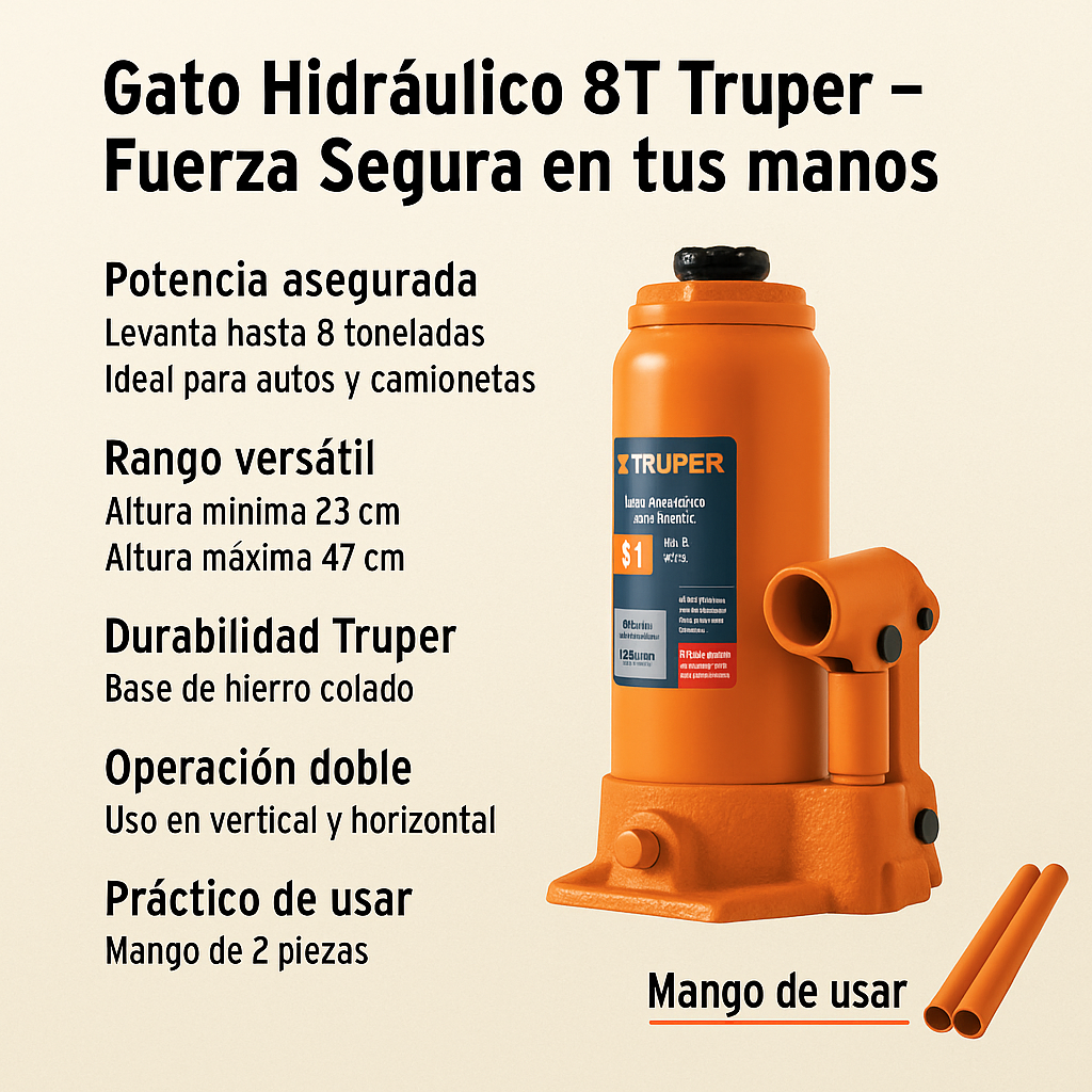 Truper Gato 8 Ton – Seguridad y estabilidad total