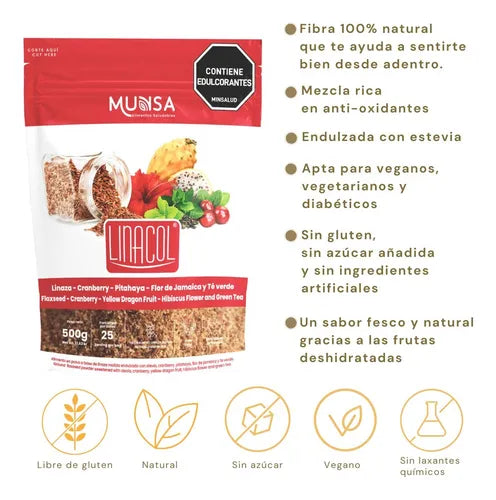 Linacol Limpieza Interna Con Fibra Linaza Cranberry Y Pitahaya