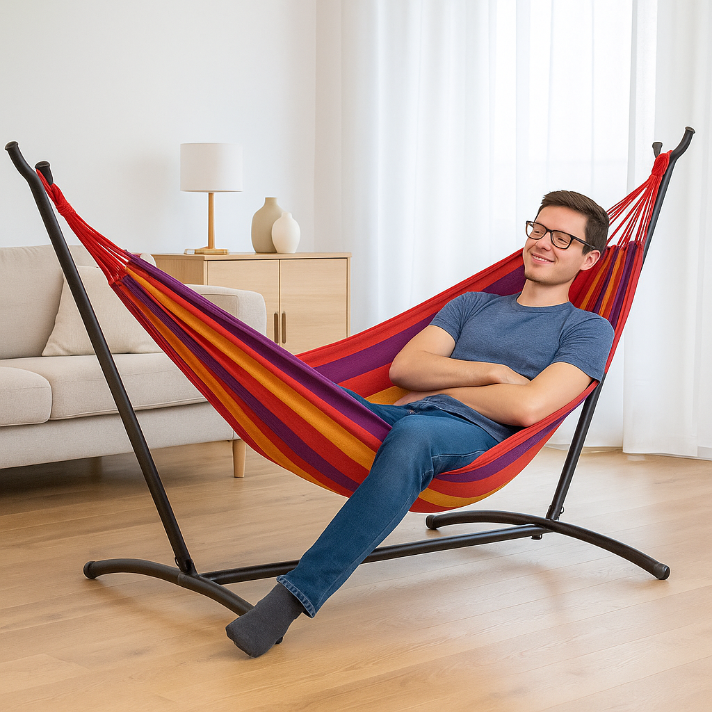 Hamaca Portátil Con Soporte Metálico Desarmable