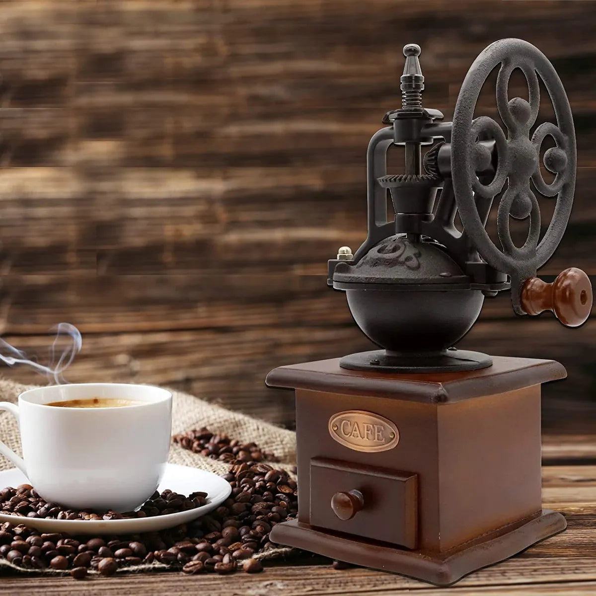 Molinillo De Café Manual Portátil De Madera Giratorio