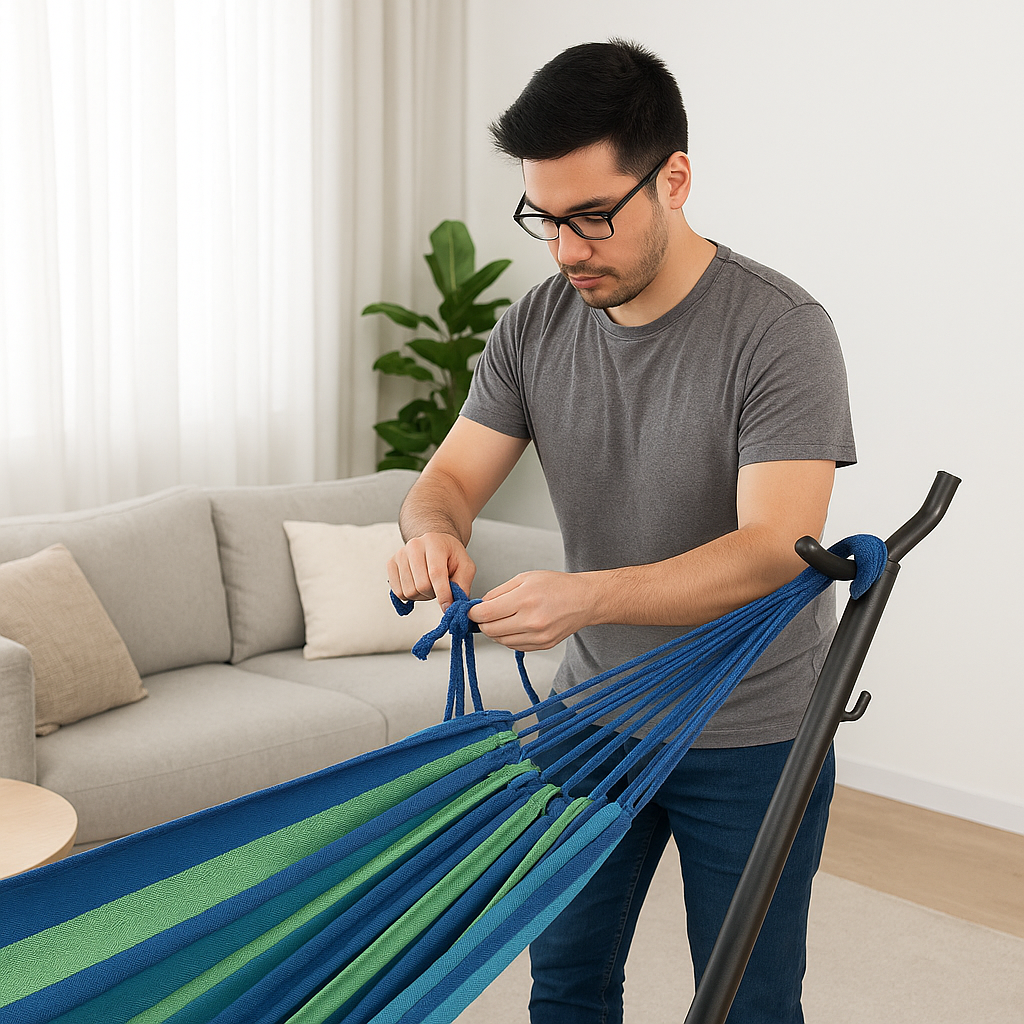 Hamaca Portátil Con Soporte Metálico Desarmable