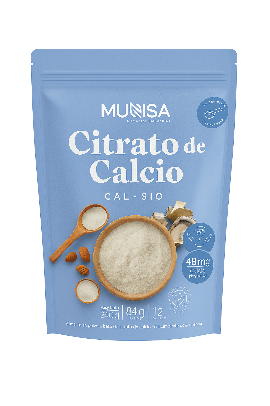 Citrato De Calcio Munsa En Polvo Fortalece Huesos, Dientes Y Articulaciones Con Energía Y Alta Absorción Diaria 240g