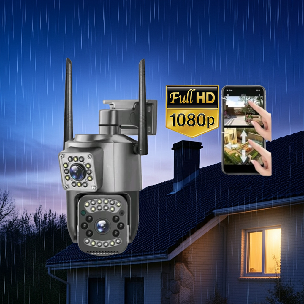 Camara De Seguridad Ptz Doble Lente Alta Definicion Exterior Color Gris Oscuro
