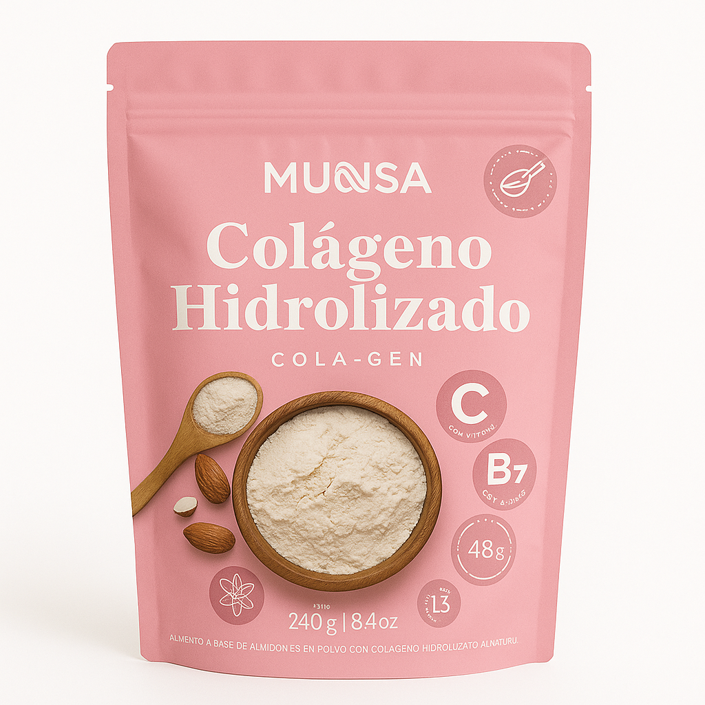 Colágeno Hidrolizado Munsa Con Vitamina C Biotina Calcio Y Prebióticos Suplemento Natural Para Piel Firme Cabello Radiante Y Articulaciones Fuertes
