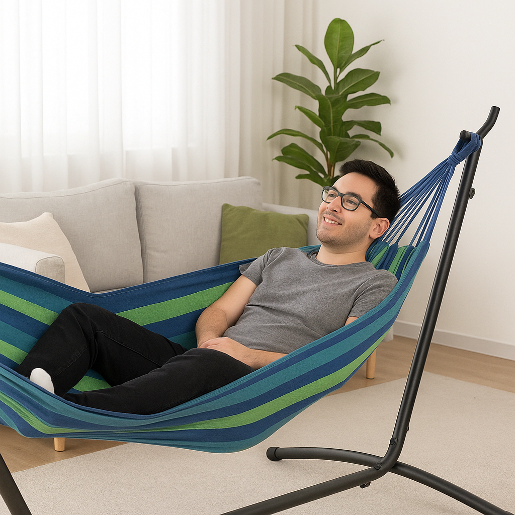 Hamaca Portátil Con Soporte Metálico Desarmable