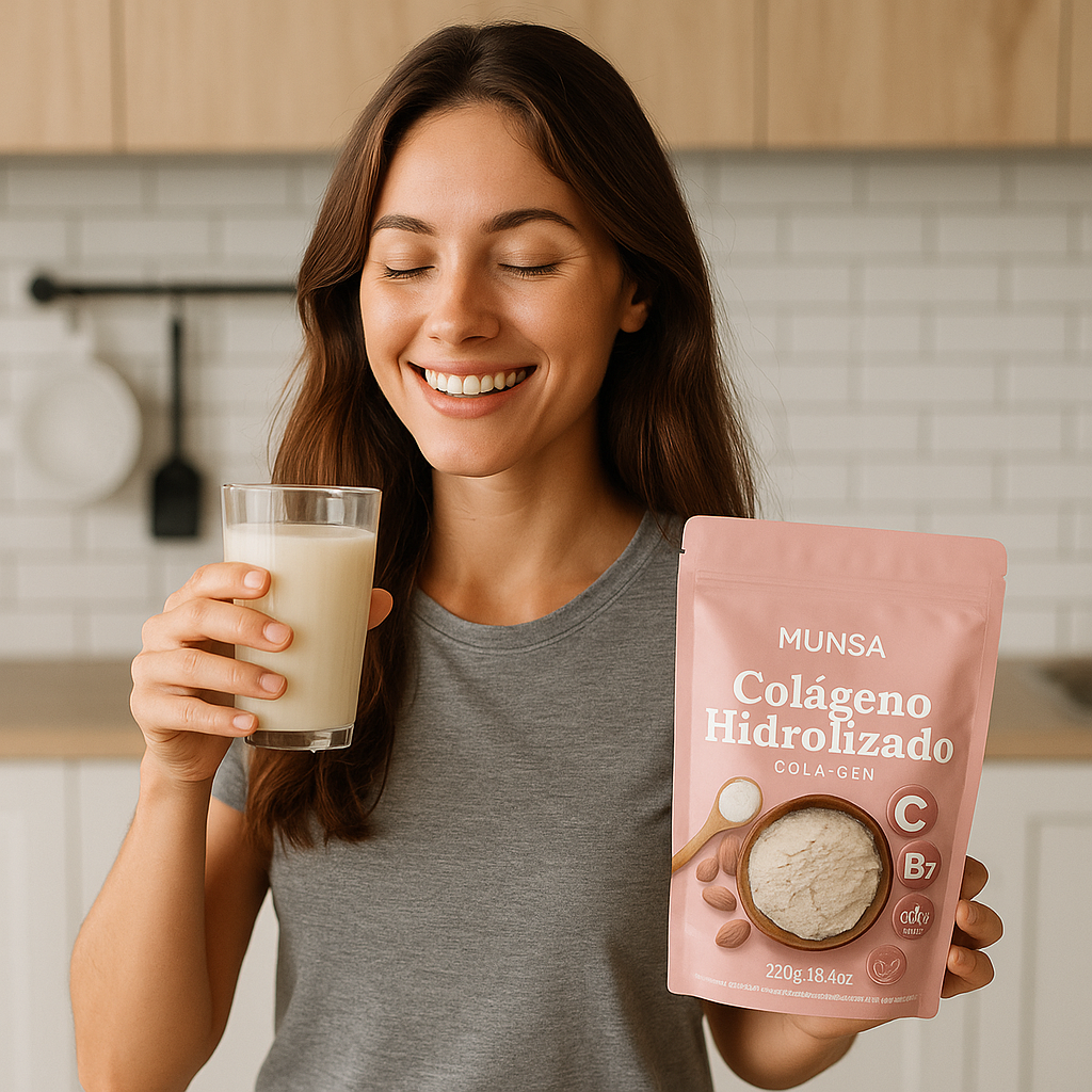 Colágeno Hidrolizado Munsa Con Vitamina C Biotina Calcio Y Prebióticos Suplemento Natural Para Piel Firme Cabello Radiante Y Articulaciones Fuertes