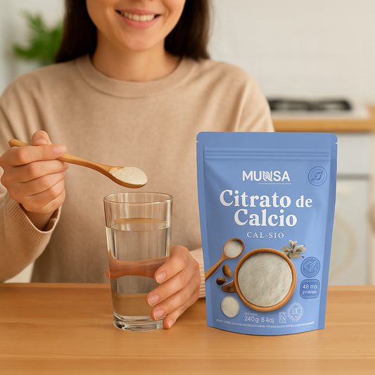 Citrato De Calcio Munsa En Polvo Fortalece Huesos, Dientes Y Articulaciones Con Energía Y Alta Absorción Diaria 240g