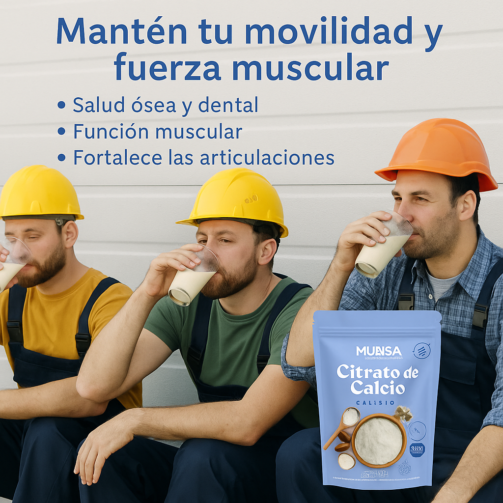 Citrato De Calcio Munsa En Polvo Fortalece Huesos, Dientes Y Articulaciones Con Energía Y Alta Absorción Diaria 240g