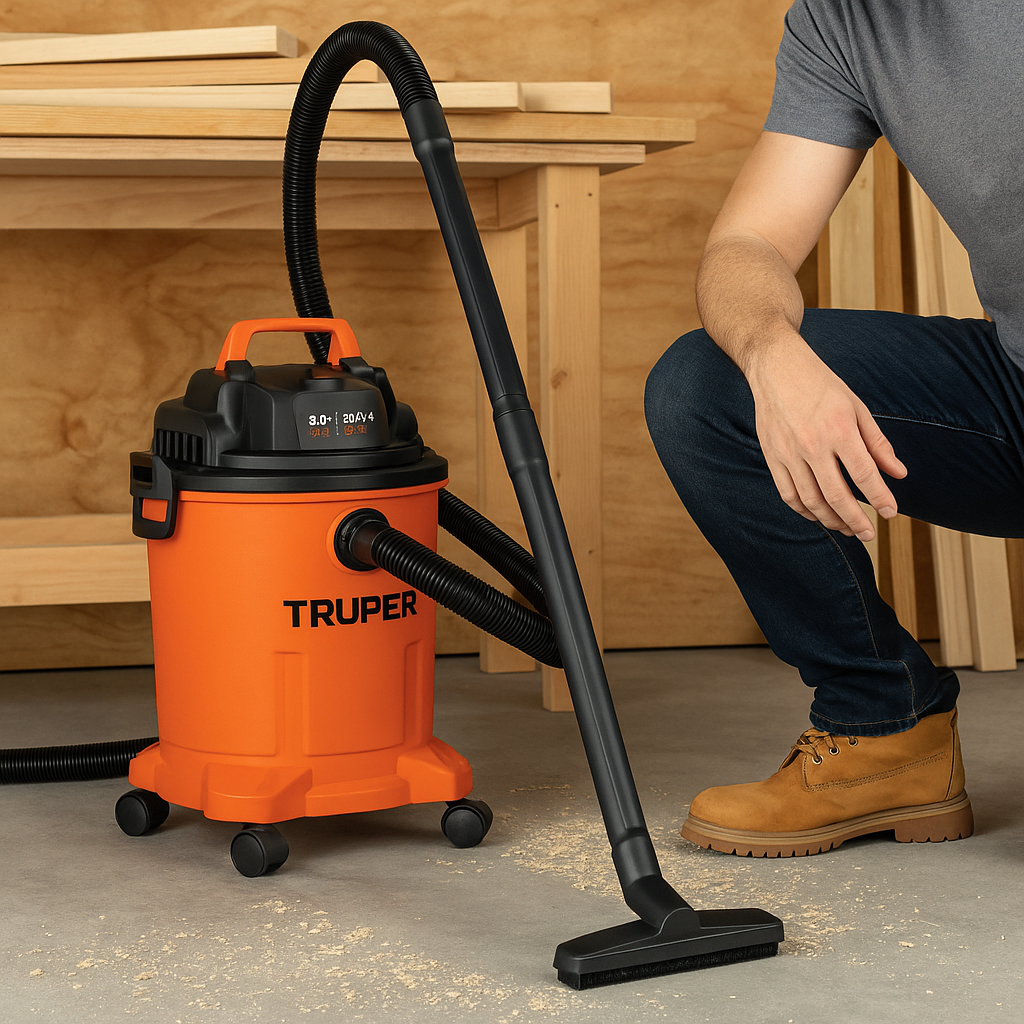 Aspiradora de sólidos y líquidos, 4 gal, plástica, TRUPER