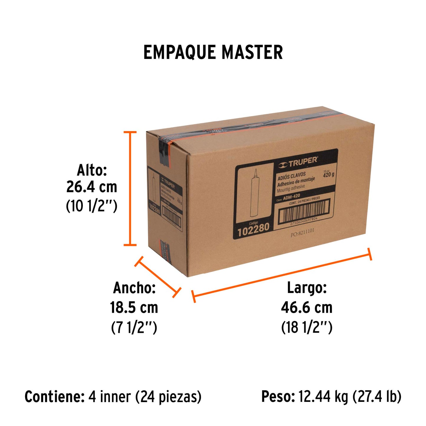 Adhesivo de montaje Adiós clavos, 420 g, Truper