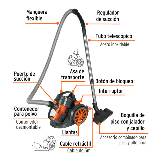 Aspiradora Truper 1200 W | Potencia limpia sin esfuerzo