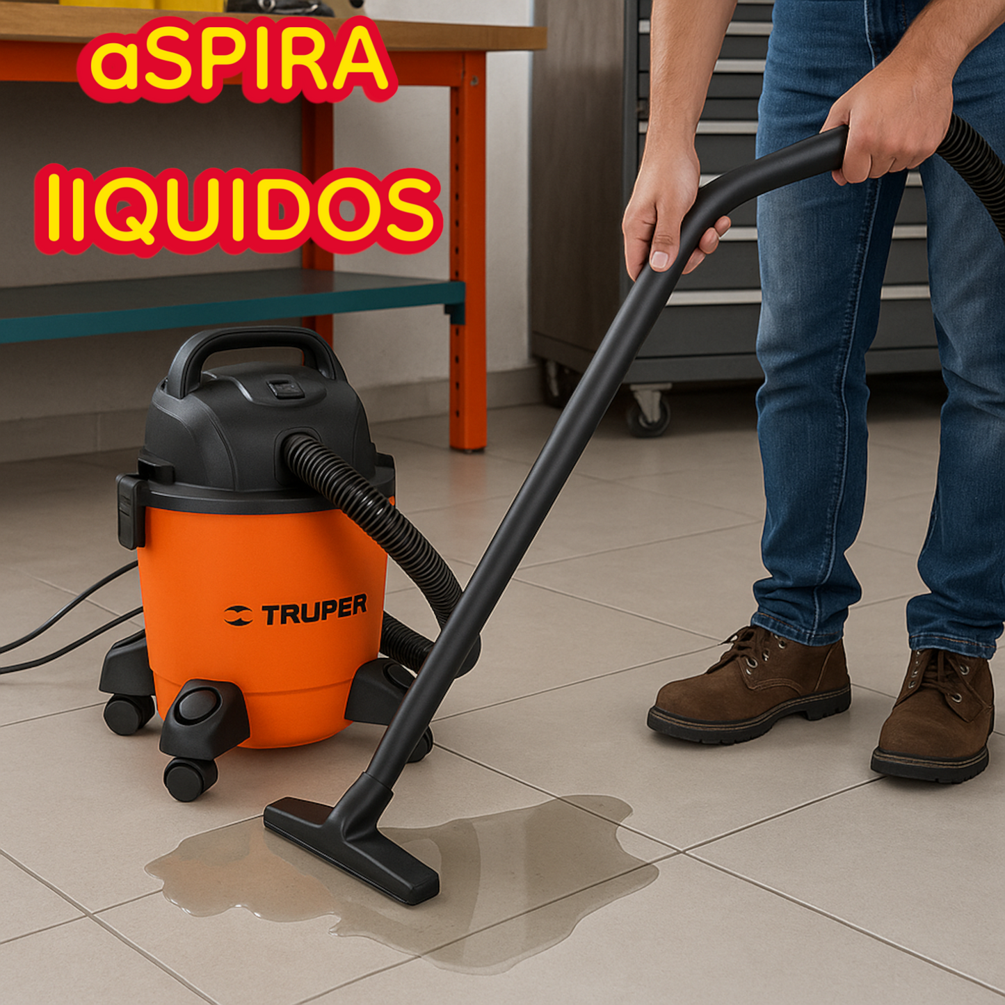 Aspiradora de sólidos y líquidos, 3 gal, plástica, TRUPER