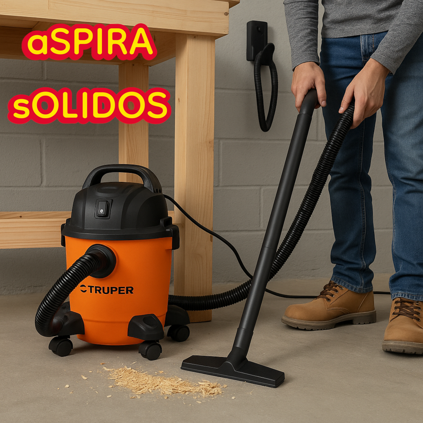 Aspiradora de sólidos y líquidos, 3 gal, plástica, TRUPER