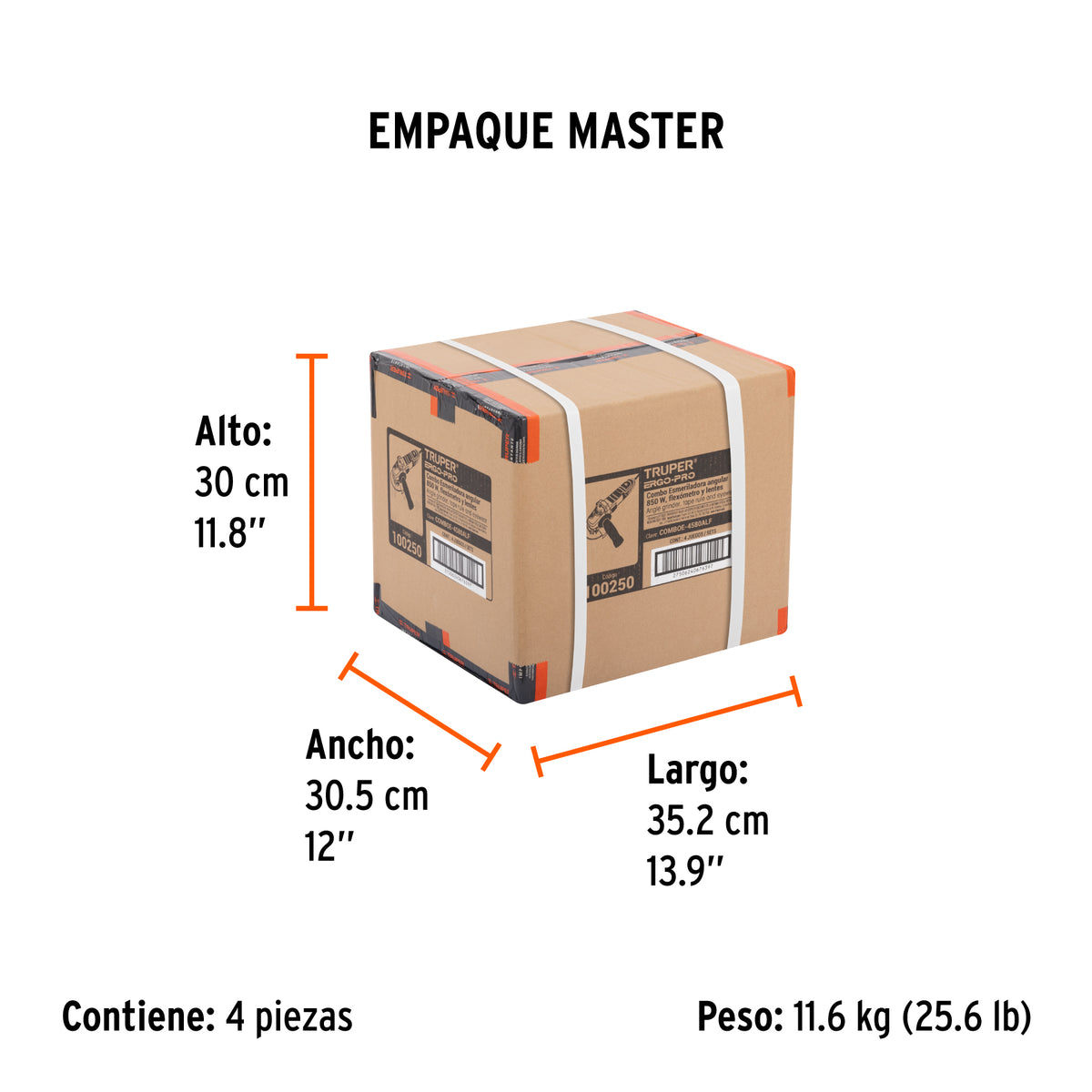 Combo esmeriladora 4-1/2", 850W,lentes y flexómetro,ERGO-PRO