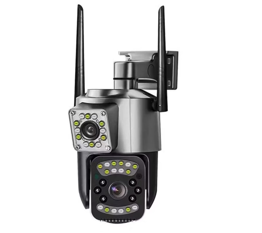 Camara De Seguridad Ptz Doble Lente Alta Definicion Exterior Color Gris Oscuro