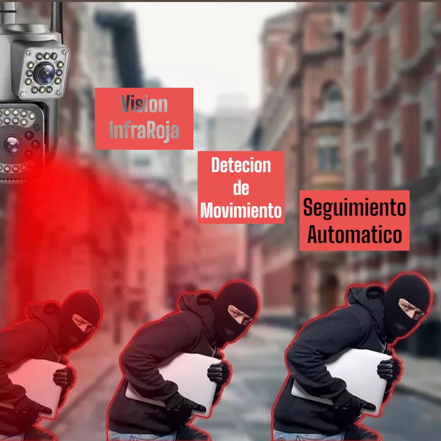 Camara De Seguridad Ptz Doble Lente Alta Definicion Exterior Color Gris Oscuro