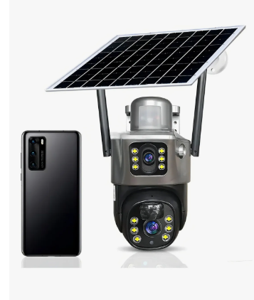 Cámara Seguridad solar Exterior 4g V380 Panel Solar 5mp Visión Nocturna Zoom 10x Negro