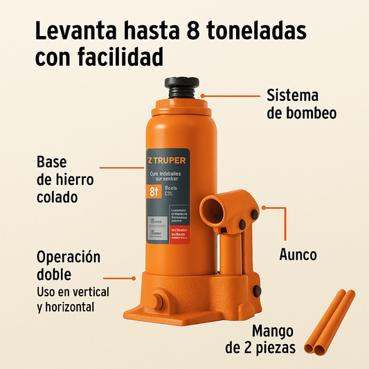 Truper Gato 8 Ton – Seguridad y estabilidad total