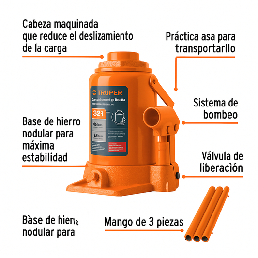 Levanta sin esfuerzo camiones y buses con TRUPER 32T