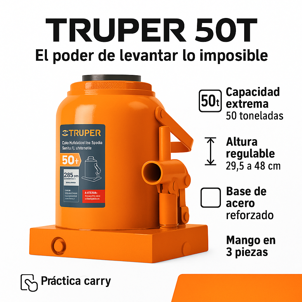 Gato hidráulico de botella de 50 Ton, Truper