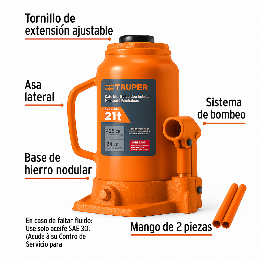 Gato hidráulico de botella de 21Ton, Truper