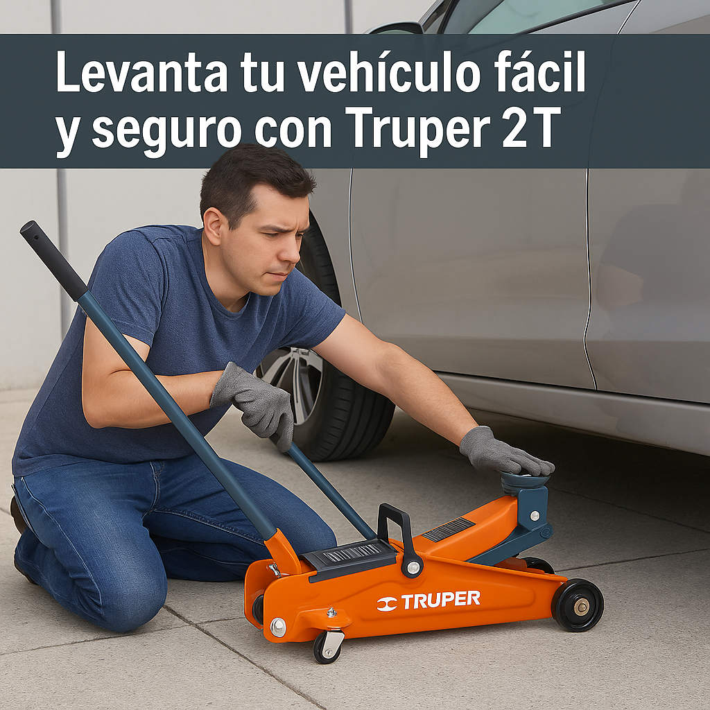 Gato hidráulico de patín, 2t, 50 movimientos, Truper