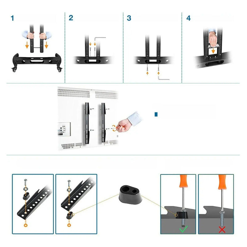 Soporte Tv Movil De Piso Exhibicion Nb Ava 1500  32  A 65 - Negro