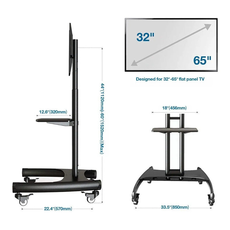 Soporte Tv Movil De Piso Exhibicion Nb Ava 1500  32  A 65 - Negro