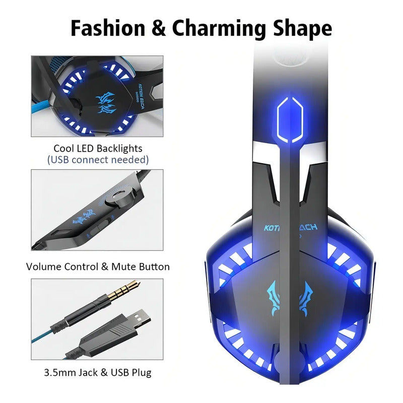 Auriculares Gamer Kotion G2000 Over-ear Negro/azul