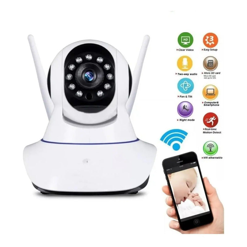 Cámara Ip Robotic Seguridad Wifi Visión Nocturna /galaxiatel Blanco