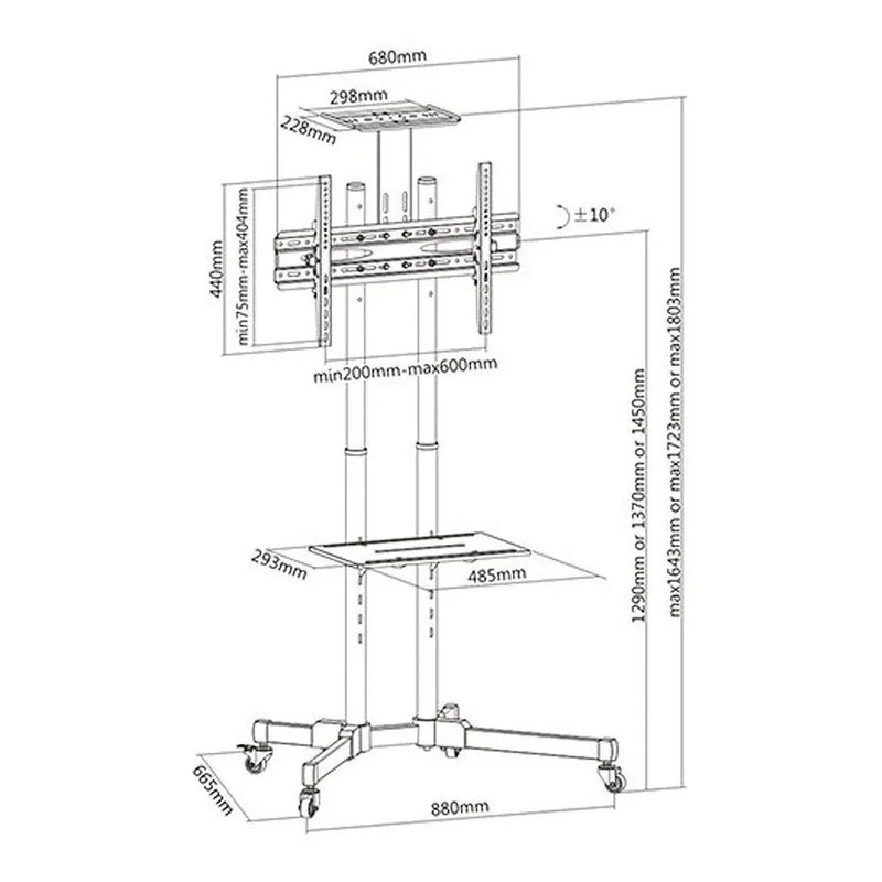 Soporte Tv Móvil Ruedas, 32'' A 55'' / Max 50kg, Jd Spr-6402 Negro