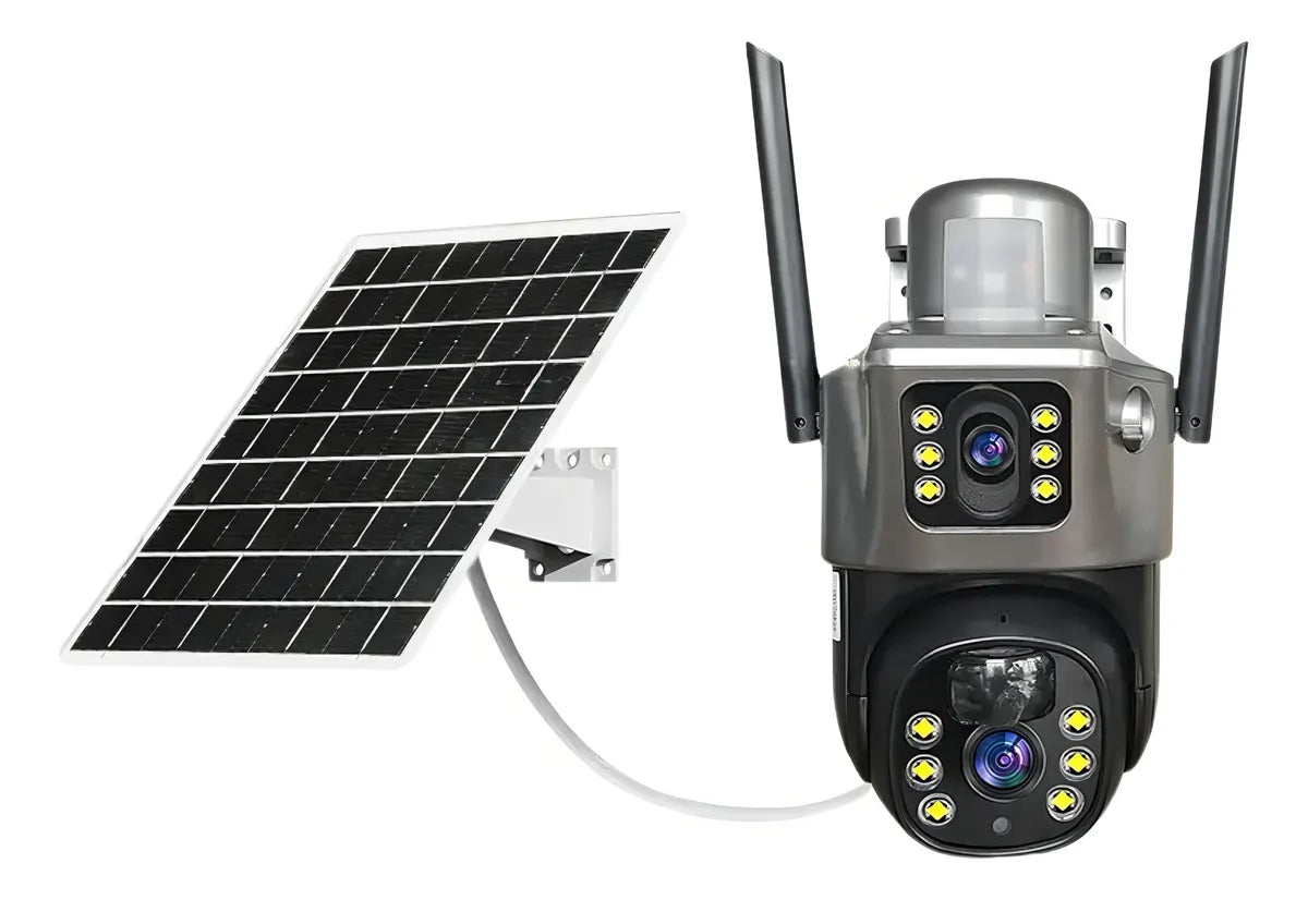 Cámara Seguridad solar Exterior 4g V380 Panel Solar 5mp Visión Nocturna Zoom 10x Negro