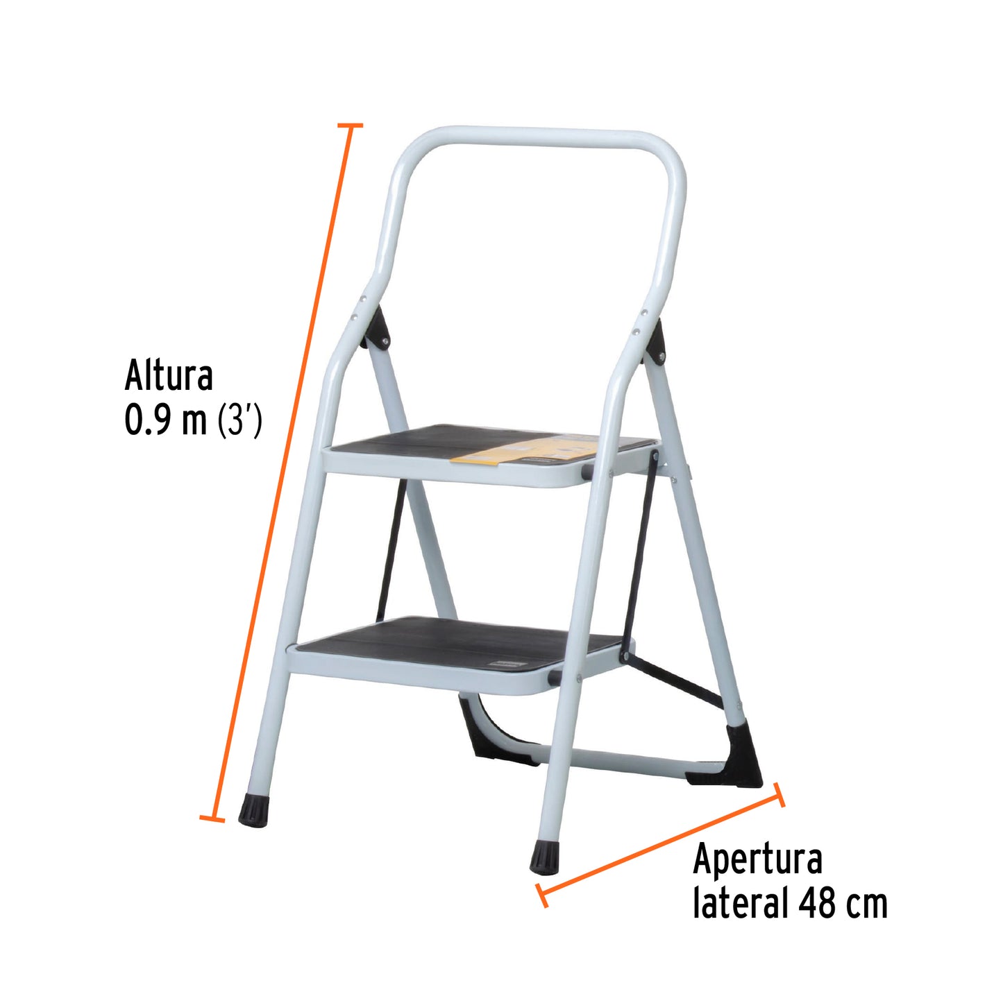 Escalera Tubular Plegable Pretul de 2 Peldaños – Compacta, ligera y segura