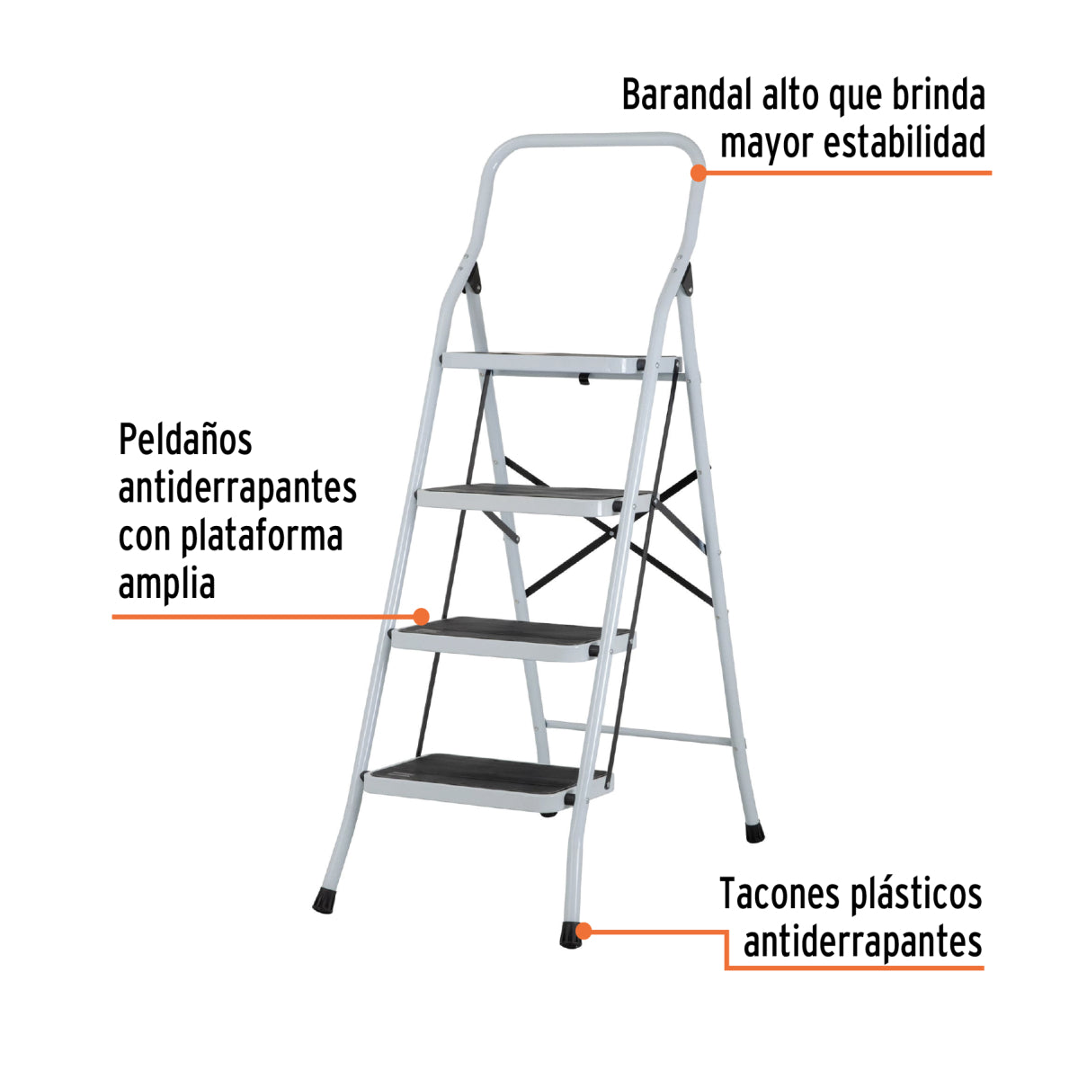 Escalera Plegable Pretul 4 Pasos Resistente Y Práctica