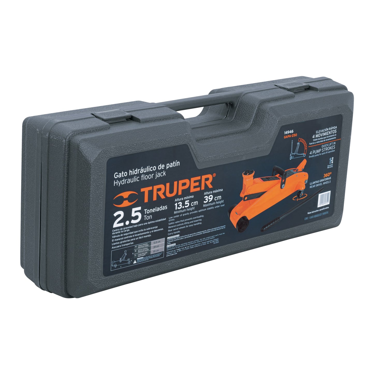 Gato hidráulico Truper 2.5T, elevación rápida y segura