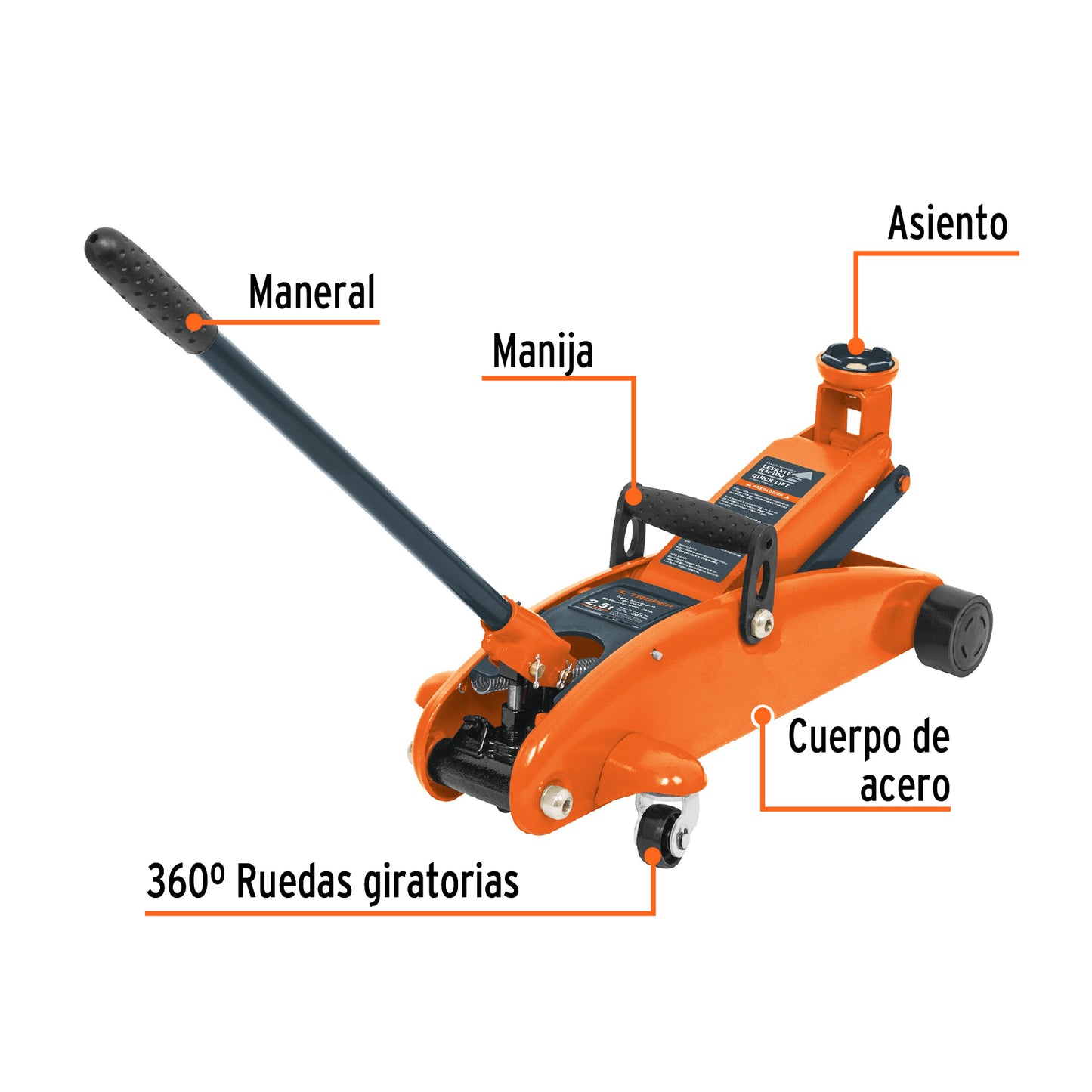 Gato hidráulico Truper 2.5T, elevación rápida y segura