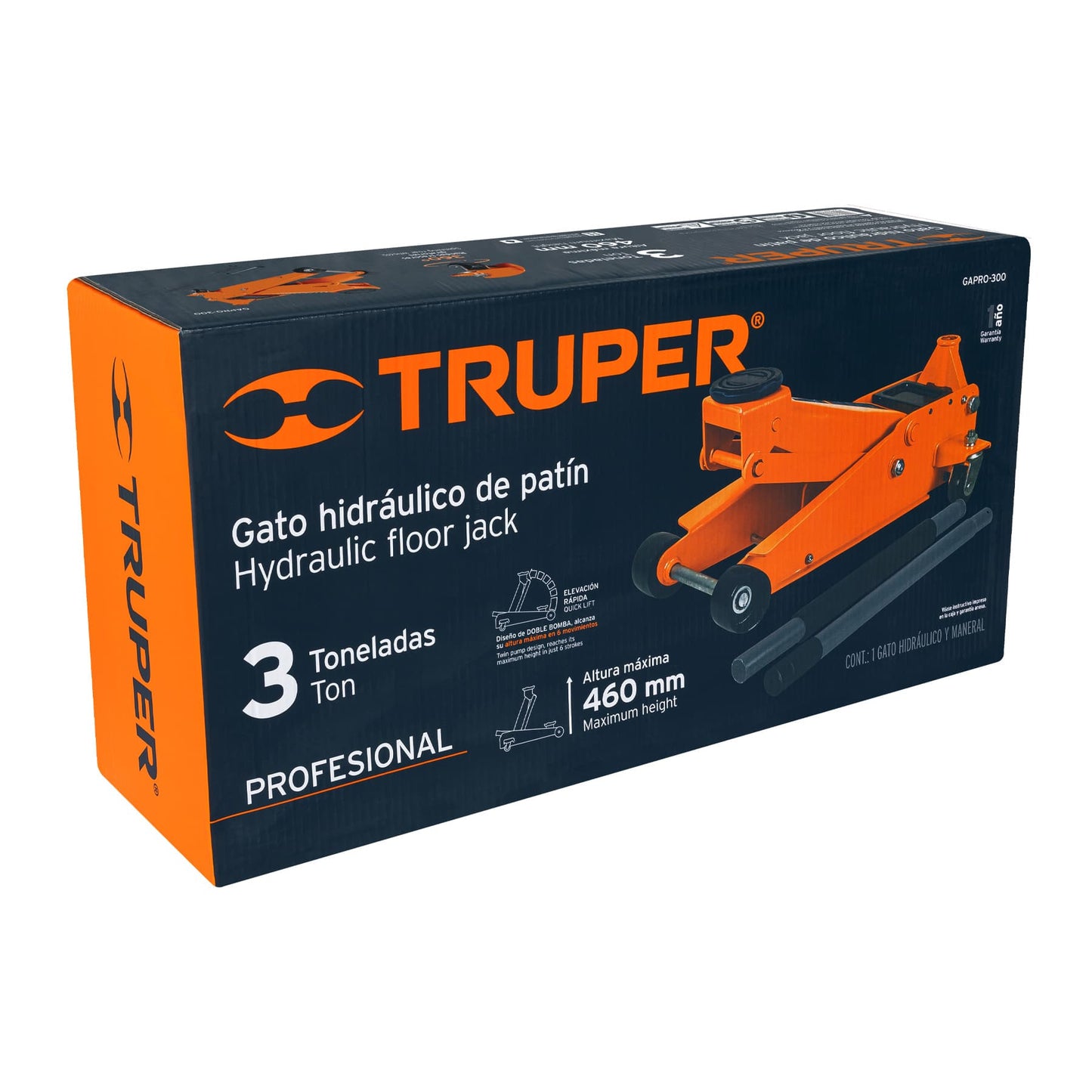 Gato Hidráulico de Patín 3T Truper – Fuerza y rapidez pro