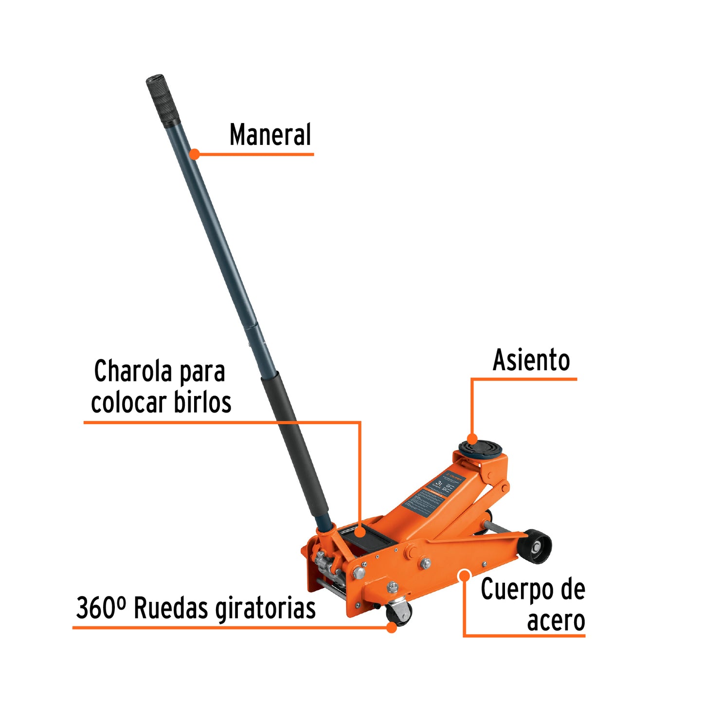 Gato Hidráulico de Patín 3T Truper – Fuerza y rapidez pro