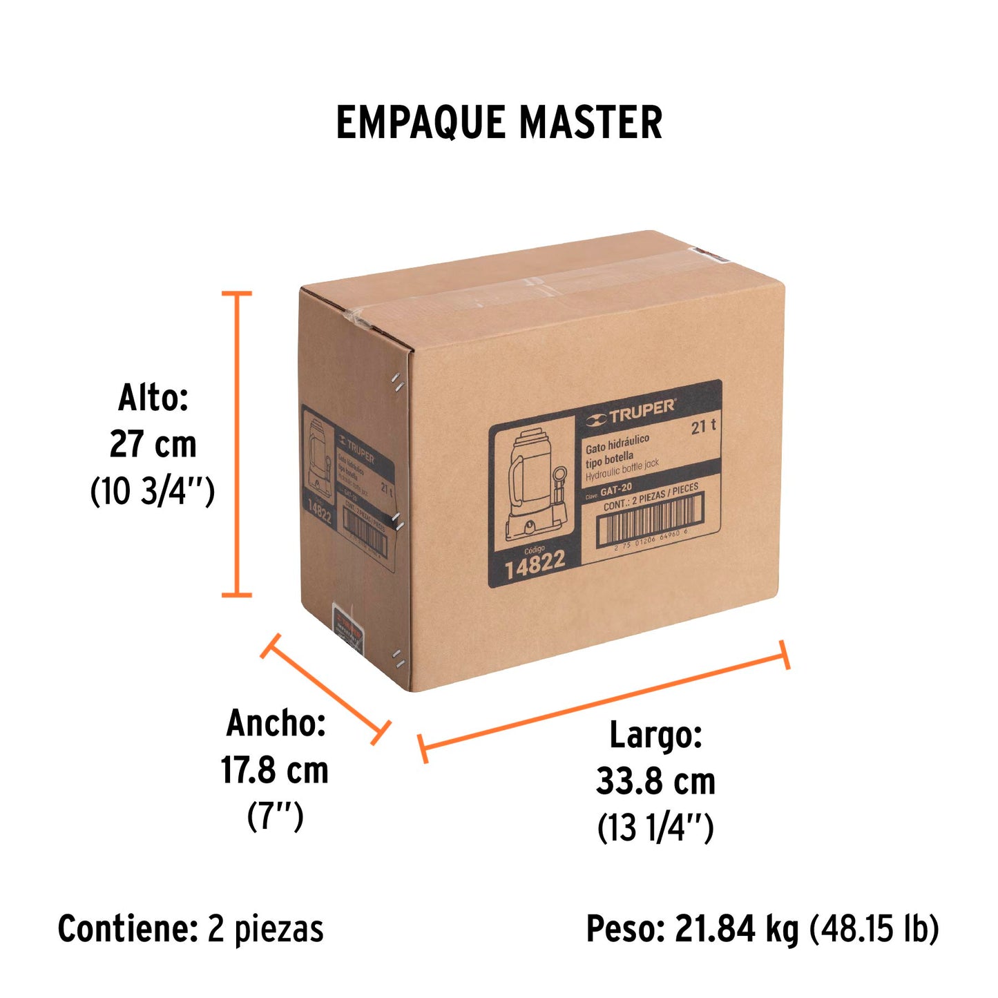 Gato hidráulico de botella de 21Ton, Truper