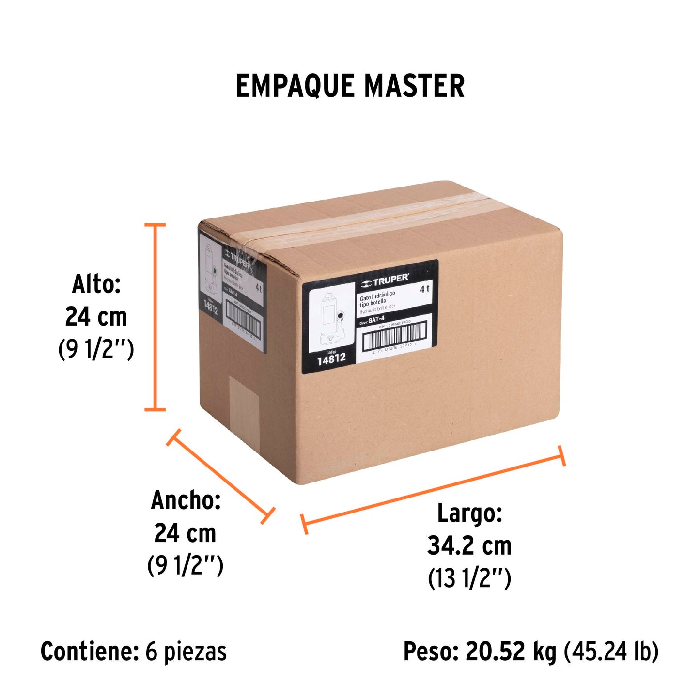 Gato hidráulico de botella de 4 Ton, Truper