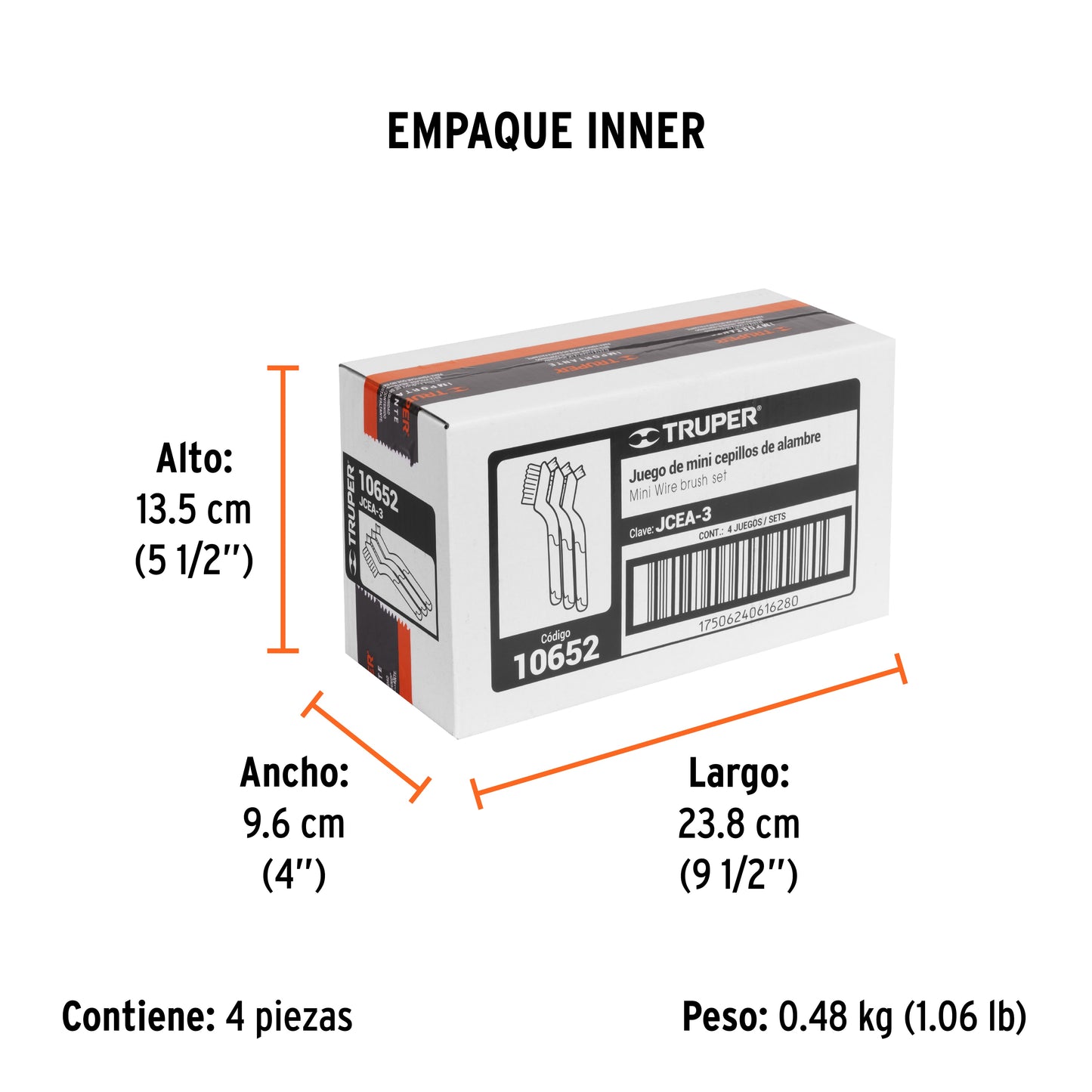 Juego de 3 mini cepillos de alambre 28 pinceles, Truper