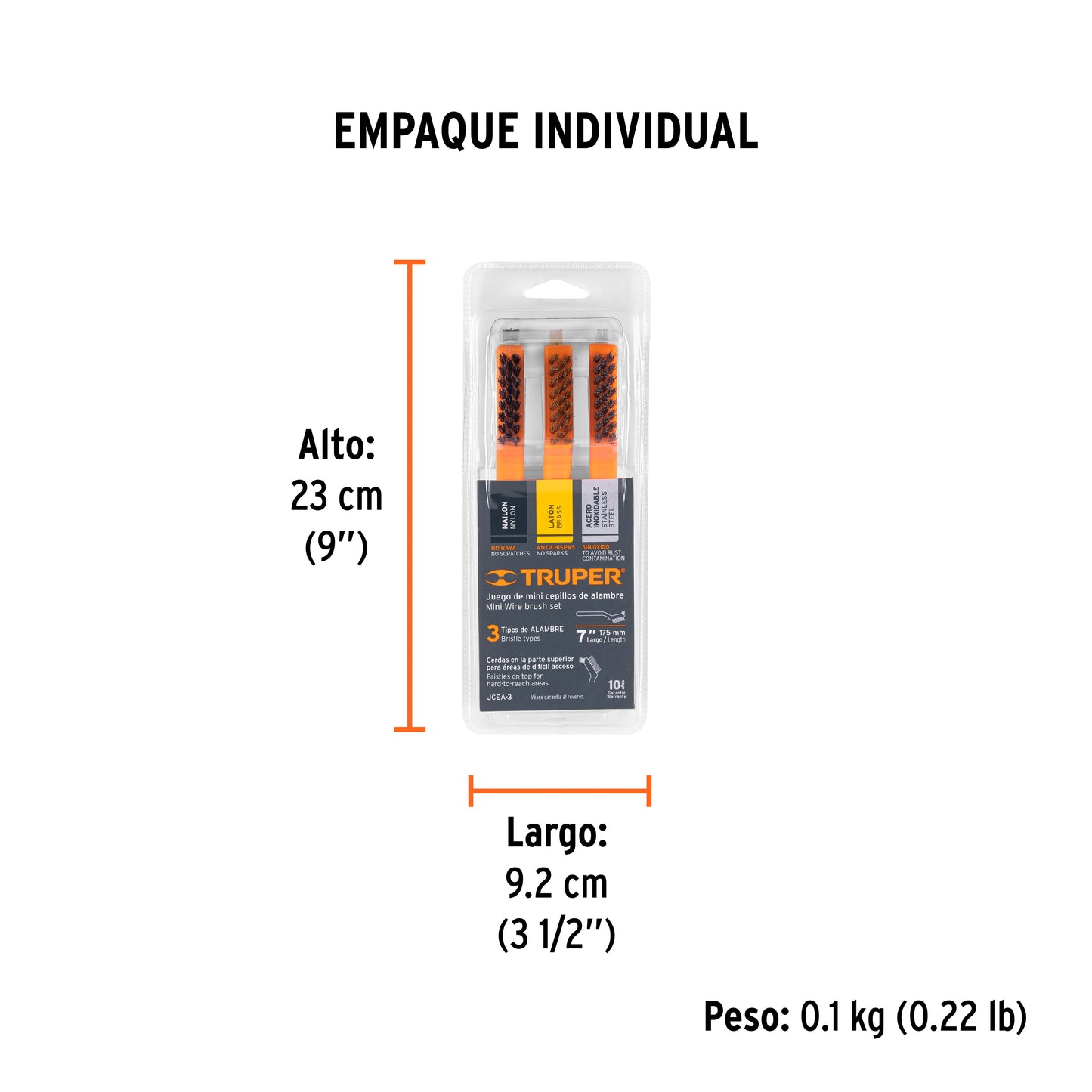 Juego de 3 mini cepillos de alambre 28 pinceles, Truper