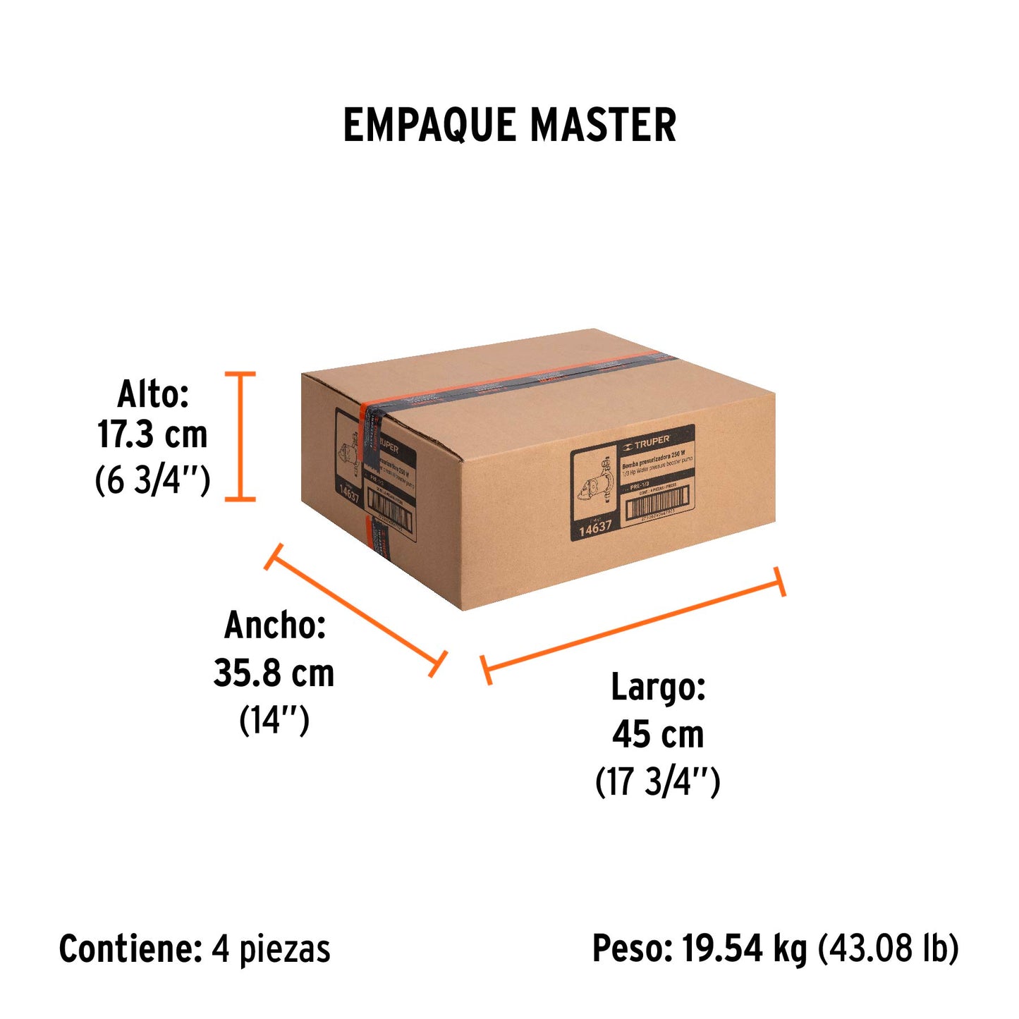 Bomba presurizadora 1/3 HP, con sensor regulable, TRUPER
