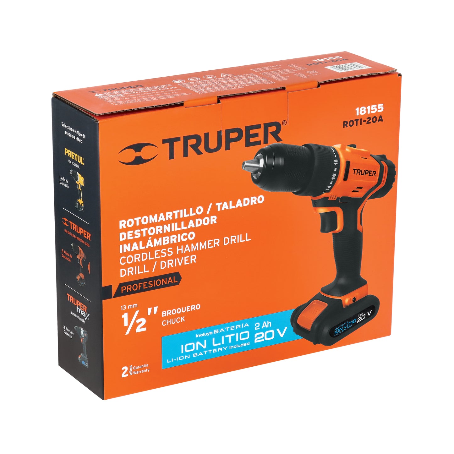 Rotomartillo 1/2", 20V, 1 batería 2Ah, PRO
