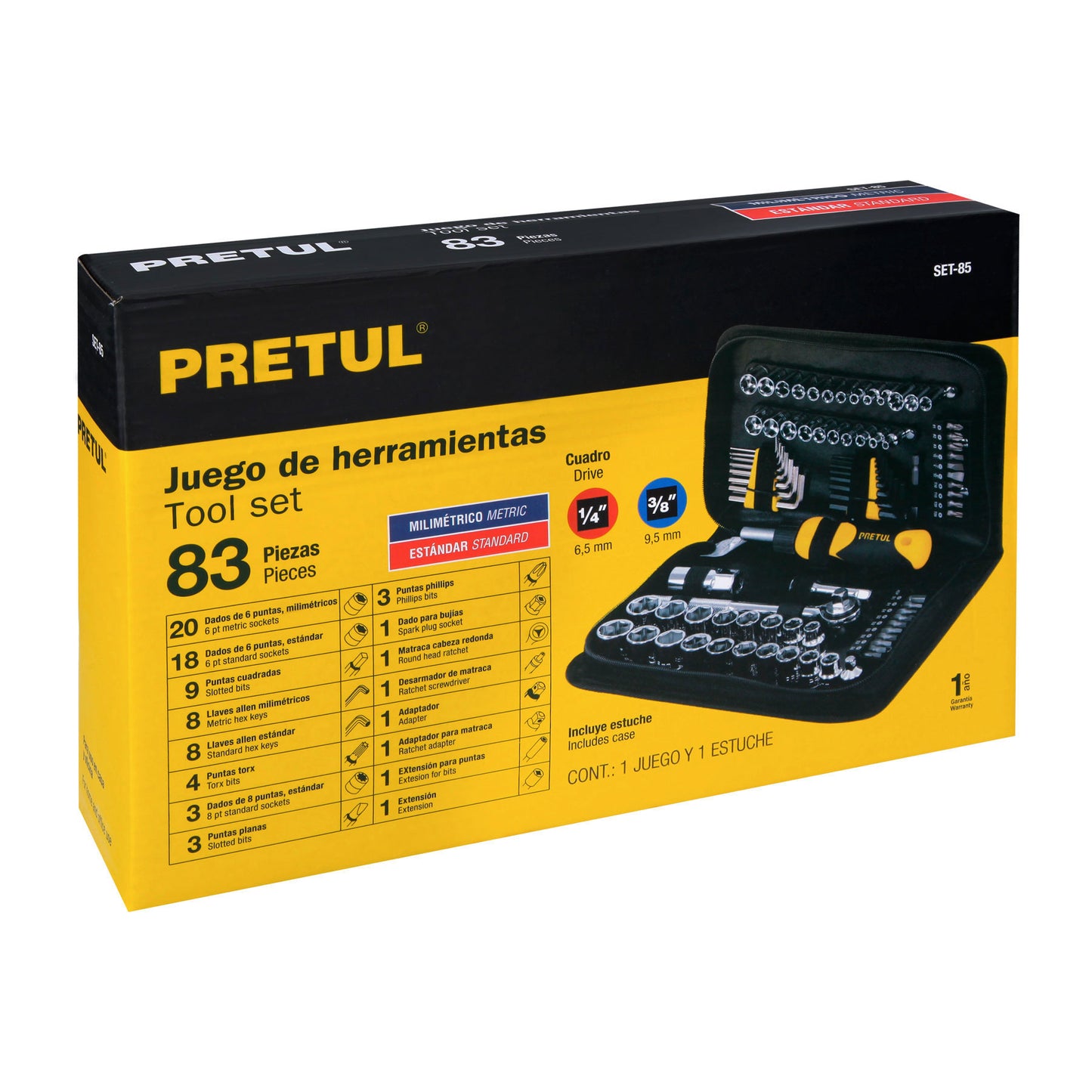 Kit Pretul 83 pzas con Matraca Ideal Hogar y Taller