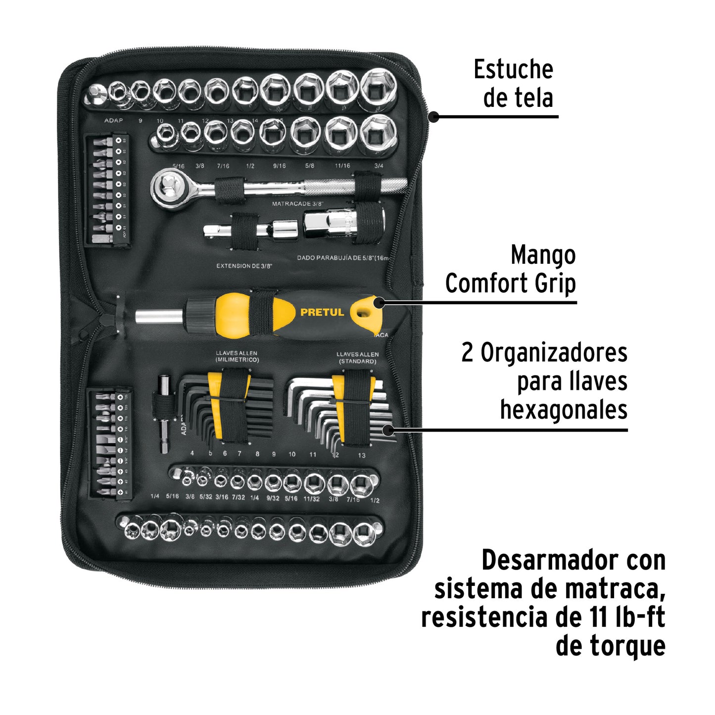 Kit Pretul 83 pzas con Matraca Ideal Hogar y Taller